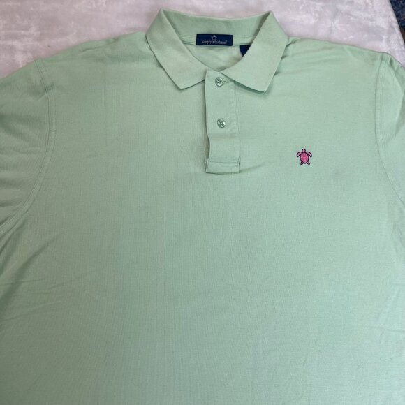 Simply Southern Polo Shirt Mens Size XL Green Pink Turtle Logo Preppy Cotton - Picture 4 of 10